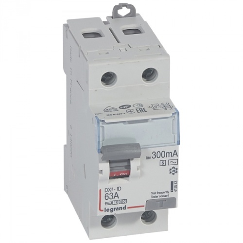 Выключатель дифференциальный (УЗО) DX3-ID 2п 63А 300мА тип AC-S | код. 411543 |  Legrand